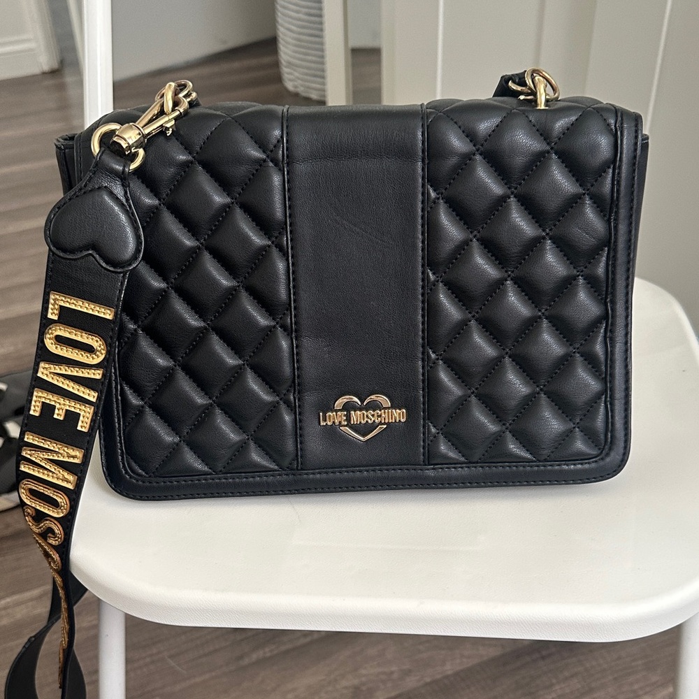 Love Moschino Black Quilted Crossbody Bag
